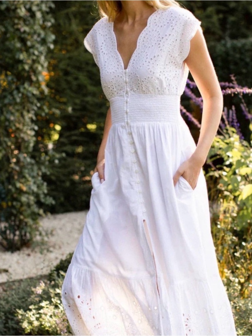 Fiona Dress -white Demi eyelet
